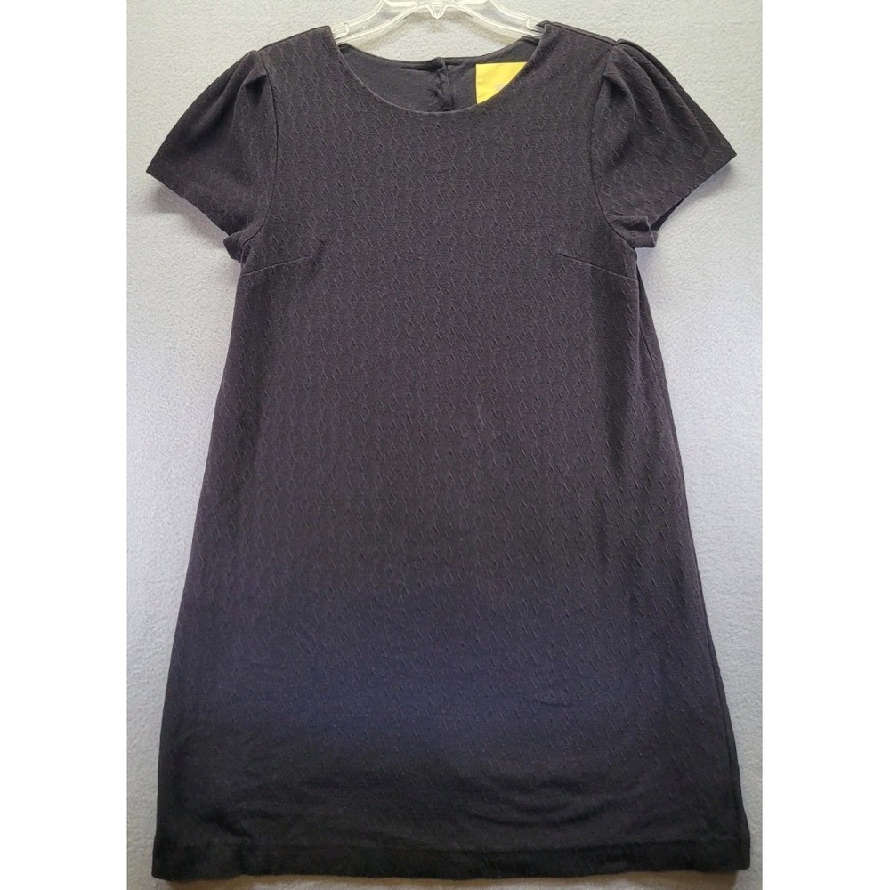 antropologie Maeve Women Shift Dress Black Textured Stretch Cap Sleeve Lined Med